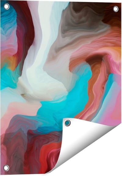 Gards Tuinposter Abstracte Kunst - Kleurrijke Golven - 40x50 cm - Tuindoek - Tuindecoratie - Wanddecoratie buiten - Tuinschilderij