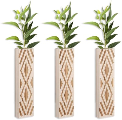 Dailygoods- Wandvaas Houten Wanddecor - Muurdecoratie - Wanddecoratie - Muurvaas - Rustieke Decoratie - Ideaal voor Kunstmatige Bloemen