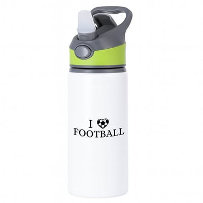Hacebo® - I love football waterfles met rietje groen - Voetbal - voetballers - sport - atleten - kado - cadeau - water fles - 650ML