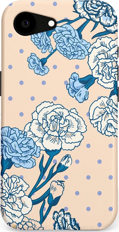 Casetastic hoesje geschikt voor Apple iPhone 16e / Apple iPhone 17e - MagSafe - Dubbellaagse bescherming - Anjer elegantie - Fashion Case - Zand Zilver Lichtblauw