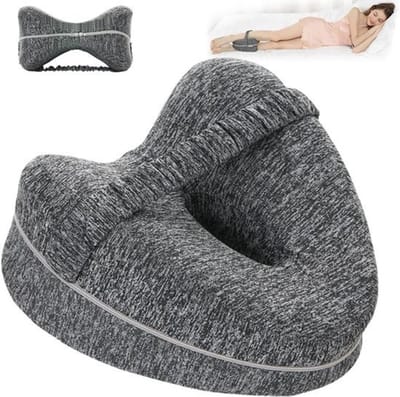 Ergonomisch kniekussen voor zijslapers - Memory foam kniekussen voor kniepijnverlichting - Verwijderbare hoes - Grijs