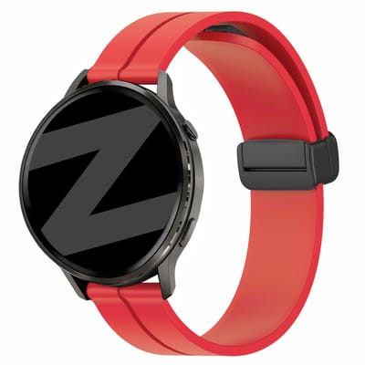 Bandz Siliconen bandje met D-Buckle aansluiting geschikt voor Garmin Vivoactive 6 / 5 / 3 / Vivomove / 3 / HR / Style / Luxe / Sport / Trend / Forerunner 645 / 570 / 245 / 170 / 165 / 70 / 55 / Venu / SQ / SQ2 / 2 Plus / Approach S12 / S40 - Rood