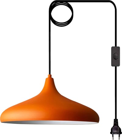 Bamyum Champion Hanglamp Met Stekker 35 cm, 450 cm Snoer, Oranje Metalen Hanglamp