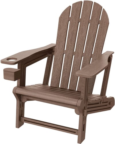 Tuinstoel Adirondack ligstoel tuinstoel weerbestendig HDPE kunststof tot 180 kg Bruin ML-Design