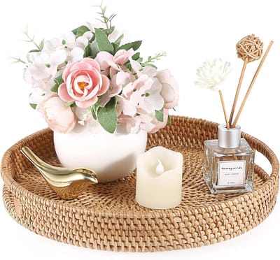 Ronde Rotan Manden 30 cm - Decoratief met Handgrepen voor Levensmiddelen en Fruit
