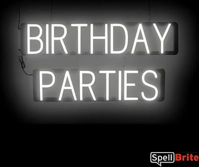 BIRTHDAY PARTIES - Lichtreclame Neon LED bord verlicht | SpellBrite | 76 x 38 cm | 6 Dimstanden - 8 Lichtanimaties | Reclamebord neon verlichting
