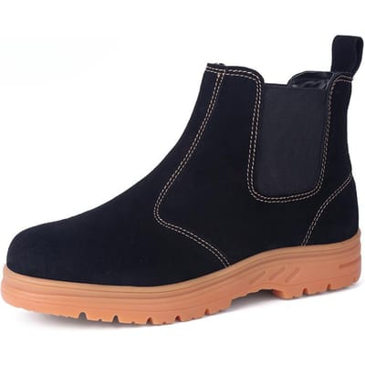 Lassen Middelste Hulp Anti-verbrijzeling en Anti-doorboring Arbeidsverzekering Schoenen Anti-lassen Slijtvast Suede Leer Veiligheidsschoenen 46 black