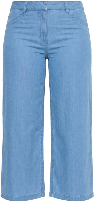 Ulla Popken - Dames - Jeans culotte Mary wijde pijp comfortabele tailleband - Licht blauw denim - Maat 42