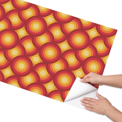 Coloray Meubel Wrap Folie - Rood Meubelfolie - 65x130 cm - Decoratiefolie Zelfklevend Kleurrijke cirkels - Meubelfolie Zelfklevend - Retro Meubelfolie - Wrapfolie Keuken - Wanddecoratie - Achtergronden en patronen