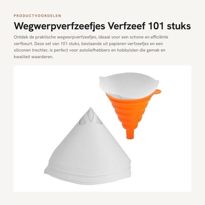 Dailygoods- Verfzeefjes 101 stuks - Trechter met siliconen filter - Papieren trechter - Opvouwbare trechter - Kegelverfzeef - 12 x 10 cm