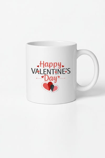 Valentijnsdag Mok Happy Valentine's Day met Liefdeshartjes - Romantisch Cadeau