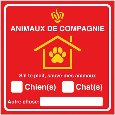 Sauvez mes animaux de compagnie en cas dincendie bord | gecoat dibond materiaal | 20 x 20 cm