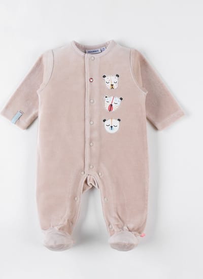 Noukie's - Pyjama - Velour - Unie - Babou & Kendi - 0 maand 50
