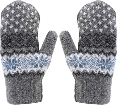 Dikke Warme Vrouwenwanten voor de Winter - Gebreide Handschoenen met Sneeuwvlokken, Winddicht en Perfect voor Buitenactiviteiten zoals Fietsen en Wandelen