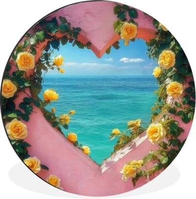 WallCircle - Wandcirkel - Muurcirkel - Hart - Zee - Muur - Aluminium - Dibond - 30x30 cm - Binnen en Buiten
