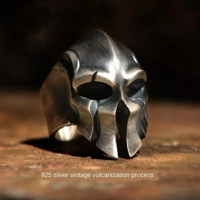 Originele Spartaanse Helm Zonder Inleg Overdreven Dominant Retro Mannen Ringen Nieuw In Opening Verstelbare Ring Sieraden resizable black