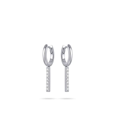Gisser Jewels - Oorringen KC1036 - gerhodineerd sterling zilver - met zirconia stenen - 13.5 mm + 20 mm bedel