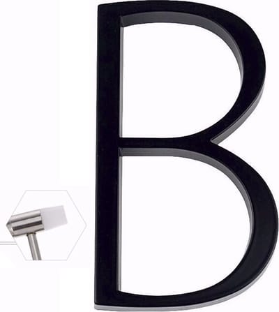Amato Black letter B - 125mm - tijdelijk met Mini Hamer va 2 stuks - zwart modern huisnummer - zwart huisnummer - huisnummer zwart - letter B - tijdelijk ACTIE bij afname van 2 of meer Amato huisnummers één Mini Hamer