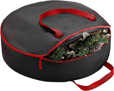 Kersttas voor het opbergen van kerstboom, organizer, opbergmateriaal, ornament-organizer met huishouden en organisatoren, opbergdoos voor inpakpapier onder het bed (eenheidsmaat )-zwart