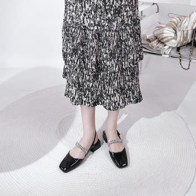 Sandalen Middelhoge Hak Sandalen Dames Nieuwe Dikke Hak Strass Zomer Zilver Mary Janes Schoenen Vierkante Neus Schoen Voor Dames 35 gray