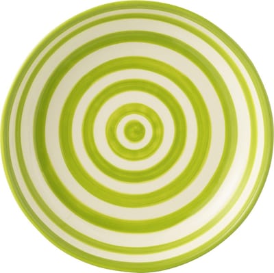 J-Line schaal Granada Stripes Low - keramiek - wit/groen - large - Ø 25 cm