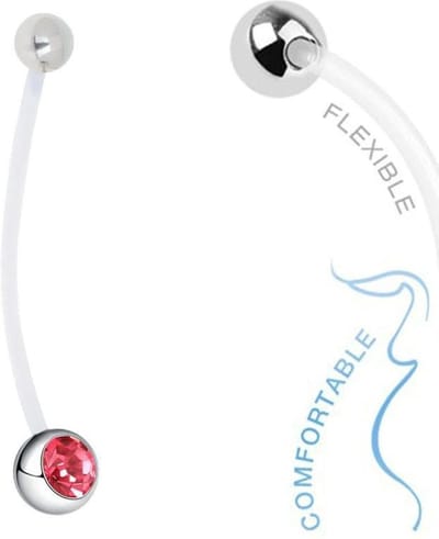 Fako Bijoux® - Zwangerschapspiercing - Kristal - Rood