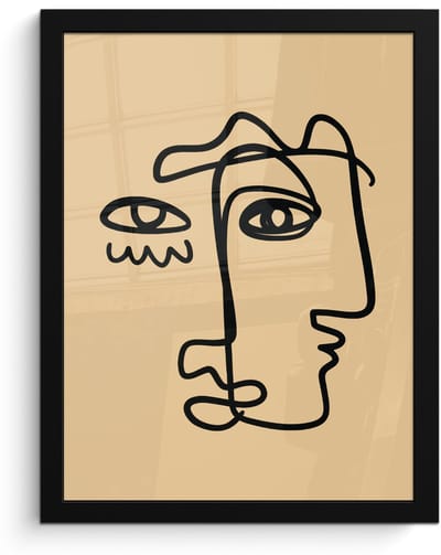 Poster in lijst - Fotolijst 30x40 cm - Posters - Overlappende profielen - Lichtbruin - Zwart - Posterlijst zwart - Decoratie - Wanddecoratie woonkamer - Muurdecoratie slaapkamer