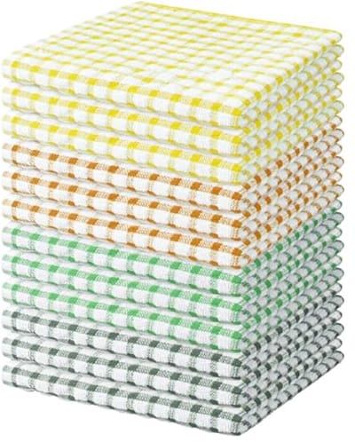 Set van 12 absorberende en sneldrogende keukendoeken van 100% katoen - Duurzaam en multifunctioneel voor dagelijks gebruik