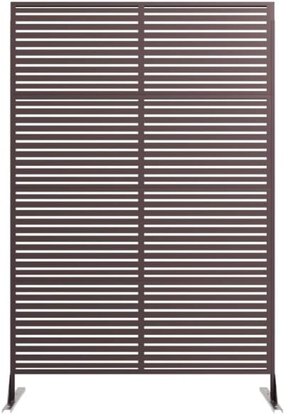 Metalen Privacyscherm Vrijstaand - 180 x 117 cm - Bruin - Decoratief Tuinscherm & Roomdivider met Standaard - Roestvrij & Weerbestendig Windscherm voor Terras, Balkon, Tuin en Binnen