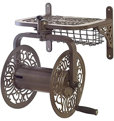 Decoratieve Gegoten Aluminium Roterende Tuinslanghaspel voor 150 voet Slang - Brons