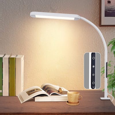 NETTLIFE Tafellamp LED - wit - Flexibel Klemlamp - 3000-6500K Dimbaar - LED Bureaulamp - 11W - Daglicht Wit - 3 Kleurtemperaturen - 5 Helderheidsniveaus - voor slaapkamer | woonkamer | Werkkamer