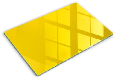 Wallfluent Glazen Snijplanken - Geel Snijplanken Glas - 80 cm x 52 cm - Donkergeel Snijplanken van Glas - Glazen Snijplank - Design Glazen Snijplank Keuken - Antislip Glazen Serveerplank