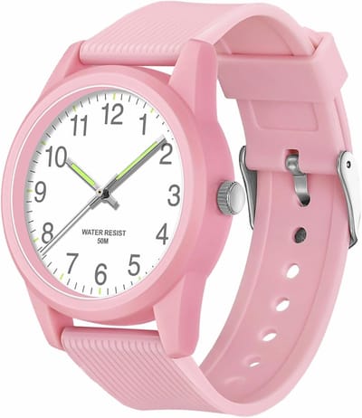 Kinderhorloge Analoog - Kinderhorloge Leren - Tijd Leren - 5ATM Waterdicht - 26.6 cm - Blauw