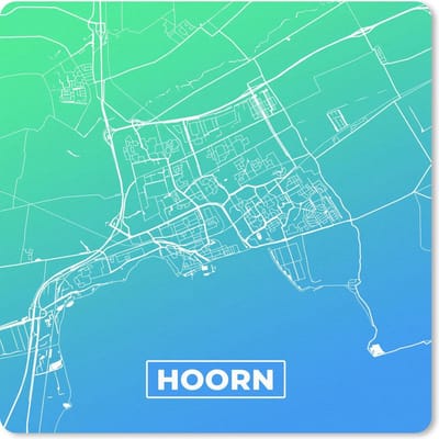 Muismat 20x20 cm - Mousepad Stadskaart - Hoorn - Blauw - Groen - Muismatten