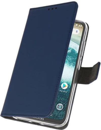 Booktype Telefoonhoesjes - Bookcase Hoesje - Wallet Case - Geschikt voor Moto One Power - Navy