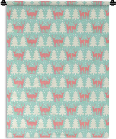 Wandkleed - Wanddoek - Hert - Patroon - Roze - 150x200 cm - Wandtapijt