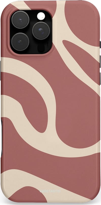 Casetastic Hoesje Geschikt voor Apple iPhone 16 Pro Max Magsafe - Stijlvolle Beschermende Duo-layer Case - Terracotta Mediterranee Golven