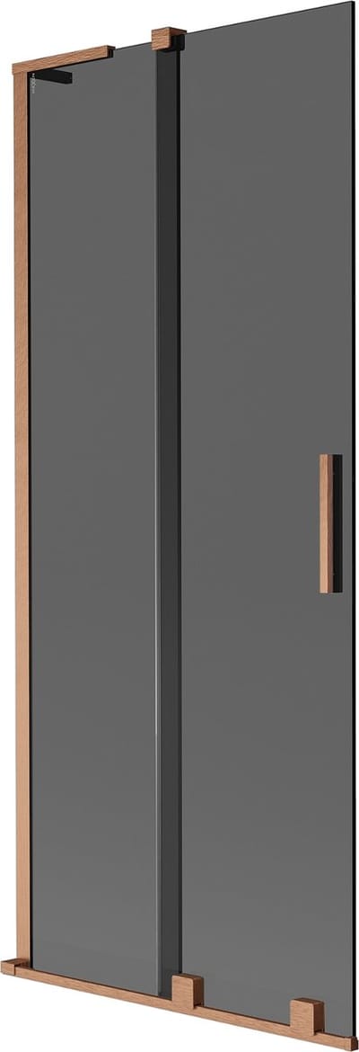 Mexen Velar L badwand paneel 2-delig schuifbaar 80 x 150 , grafiet, geborsteld koper - 896-080-003-41-65