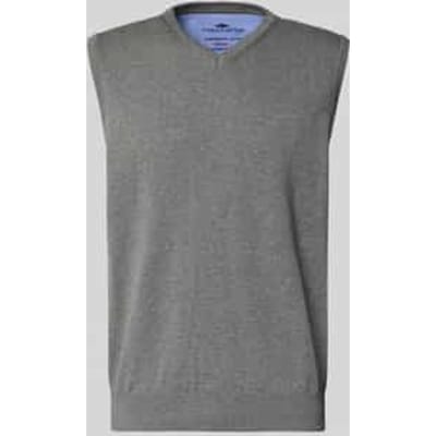 Fynch-Hatton Slip-Over Uni Color V-Neck Superfine Cotton Steel / male