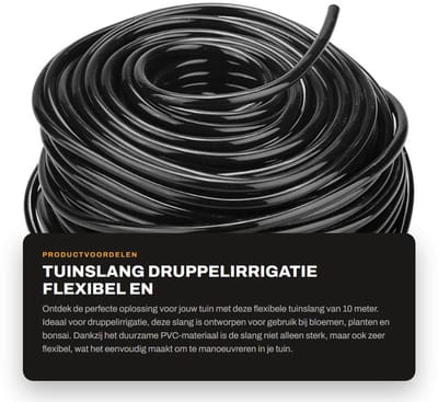 Dailygoods- Tuinslang 10 meter - Flexibele Tuinslang - PVC Tuinslang - Irrigatieslang - Duurzaam Materiaal - Eenvoudig te Installeren