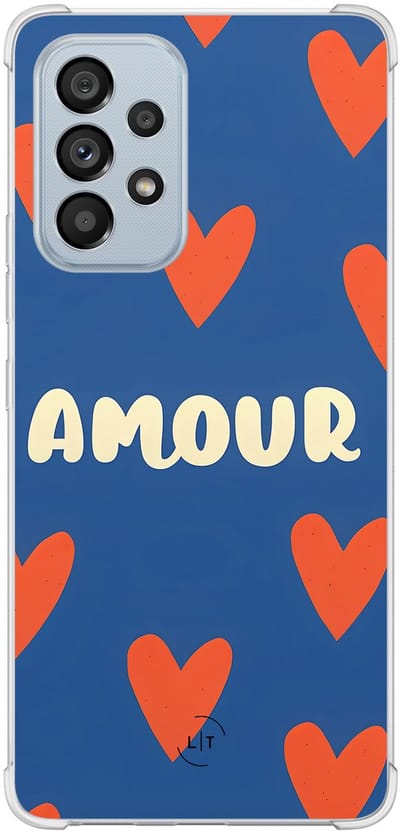 Shockproof hoesje - Geschikt voor Samsung Galaxy A53 - Amour - Extra sterke case - TPU/polycarbonaat - Tekst - Multi, Transparant