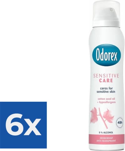 Odorex Deo Spray - Sensitive Care - 150 ml - Voordeelverpakking 6 stuks