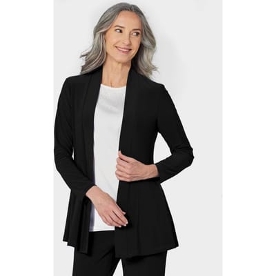 Soepelvallend, lang jersey jasje - zwart - Gr. 40 van Goldner Fashion