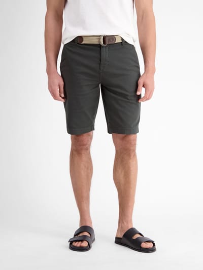 LERROS Comfortabele chino-bermuda met riem en minimal-print , Maat: 33 , Kleur: DARK GRAPHITE , 98% katoen, 2% elastaan