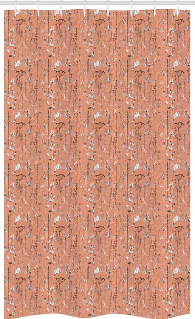 ABAKUHAUS Douchegordijn Botanisch – 120x180 cm – Salmon/Dark Brown/Wit