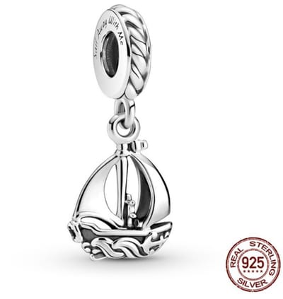Fler® | 925 Sterling Zilver Bedels | Zeilboot bedel | Past op populaire bedel armbanden (standaard - 3mm) | armbandbedel | Varen | Reizen charm