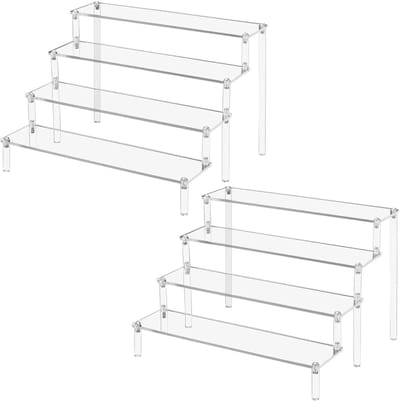 Dailygoods - 2 stuks 4-traps acryl displaystandaard, parfumrek, acryl cupcake-standaard, riser display rek voor figuren, nagellak, sieraden, specerijen, 30 x 25 x 19,5 cm