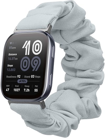 kwmobile elastisch bandje voor smartwatch - geschikt voor Amazfit Bip 6 - Horlogebandje van katoen - In lichtblauw
