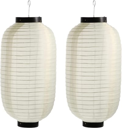 Set van 2 Japanse Zijde Lantaarns voor Decoratie - Grote Rode en Witte Hanglampen voor Sushi Bar en Restaurant Verlichting