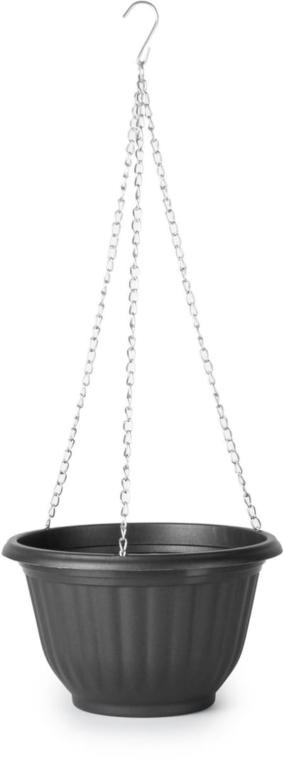 Hangpot + Muurhaak Trani - antraciet - D25 cm - kunststof - metaal - tuinaccessoires